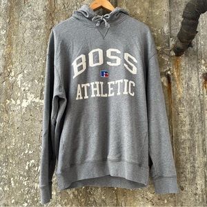 SOLD Hugo Boss X Russell Athletic Size Large Capsule Logo Gray Hooded Sweatshirt